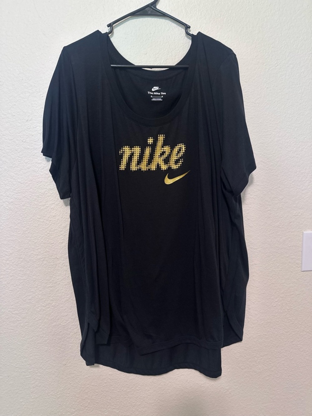 Nike Black Short Sleeve Tee with Gold Logo
